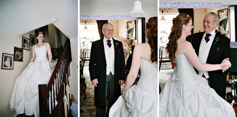 Dad seeing his daughter for the first time in her wedding dress