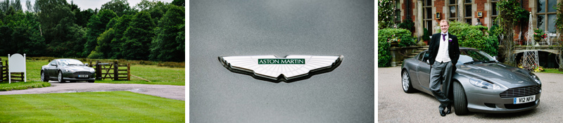 Groom with Aston Martin Wedding Car