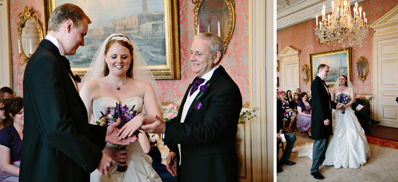 Father of the Bride gives his daughter's hand to the groom