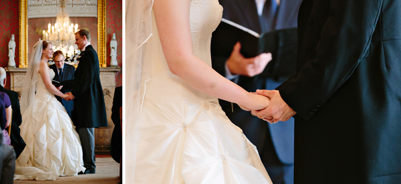 Bride and Groom hold hands during ceremony