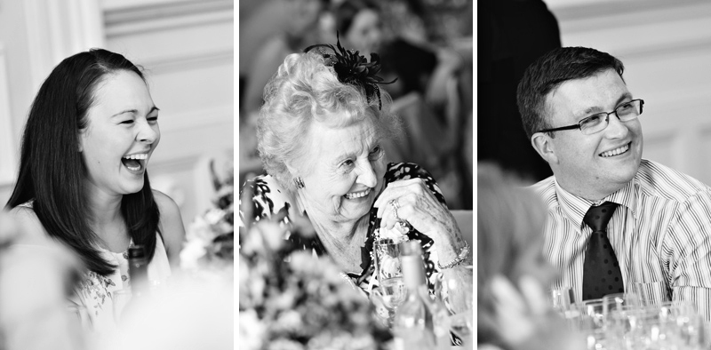 Wedding guests laughing at speeches