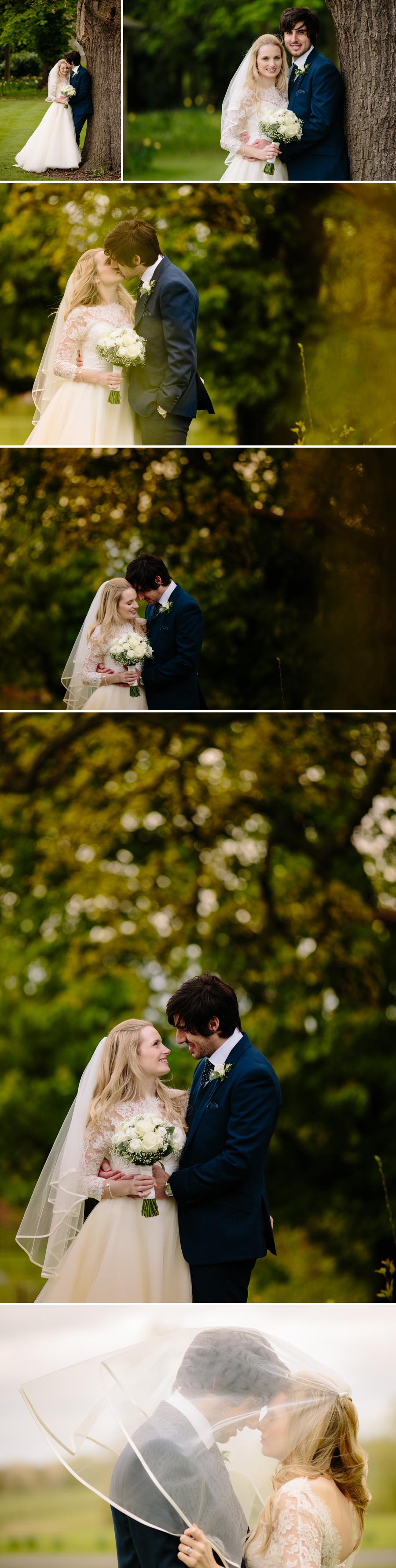 Bride and groom in the gardens at Rookery Hall