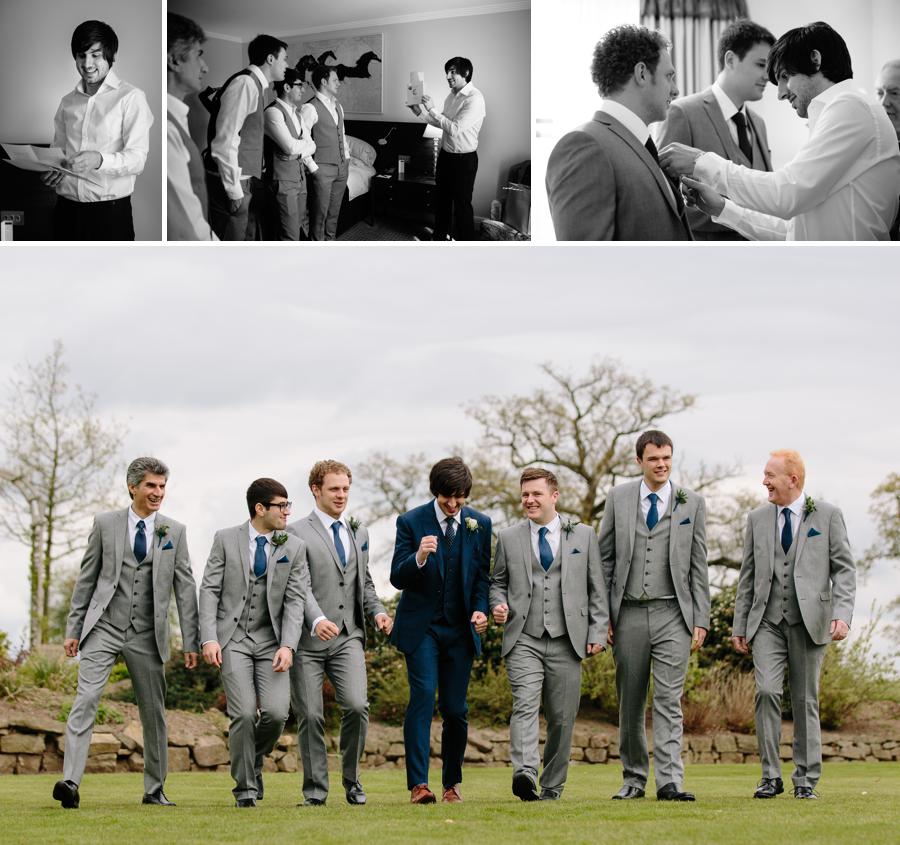 Groom and groomsmen walking to the ceremony