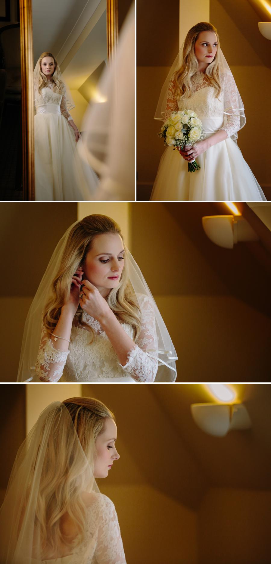 Brides reflection in the mirror at Rookery Hall