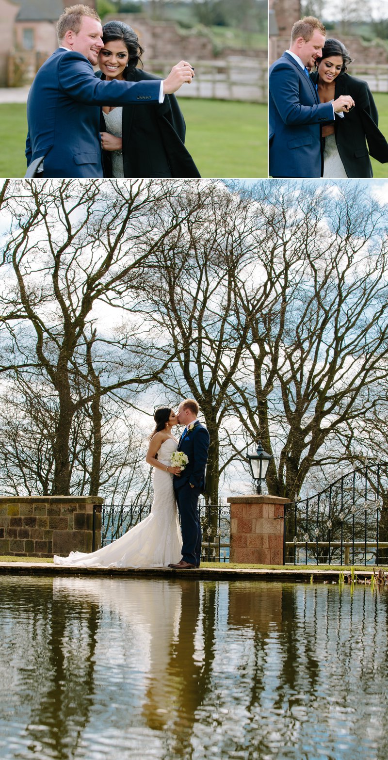 Bride and groom taking selfie