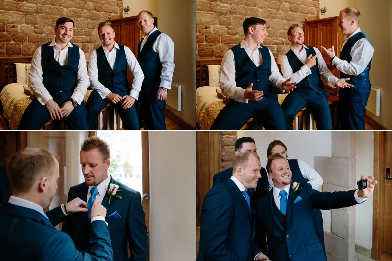 Groom and groomsmen having fun together