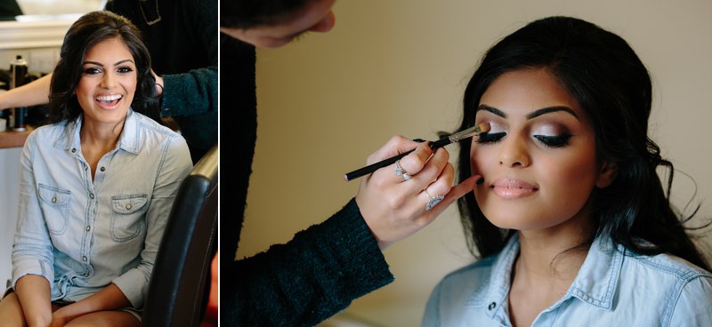 Bride having make up applied