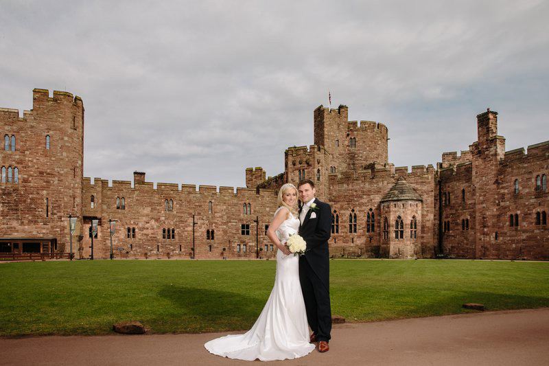 Bride and Groom in front of the castle