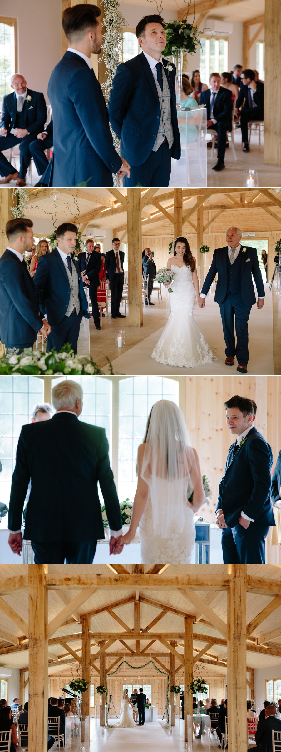 Groom seeing the bride walking down the aisle