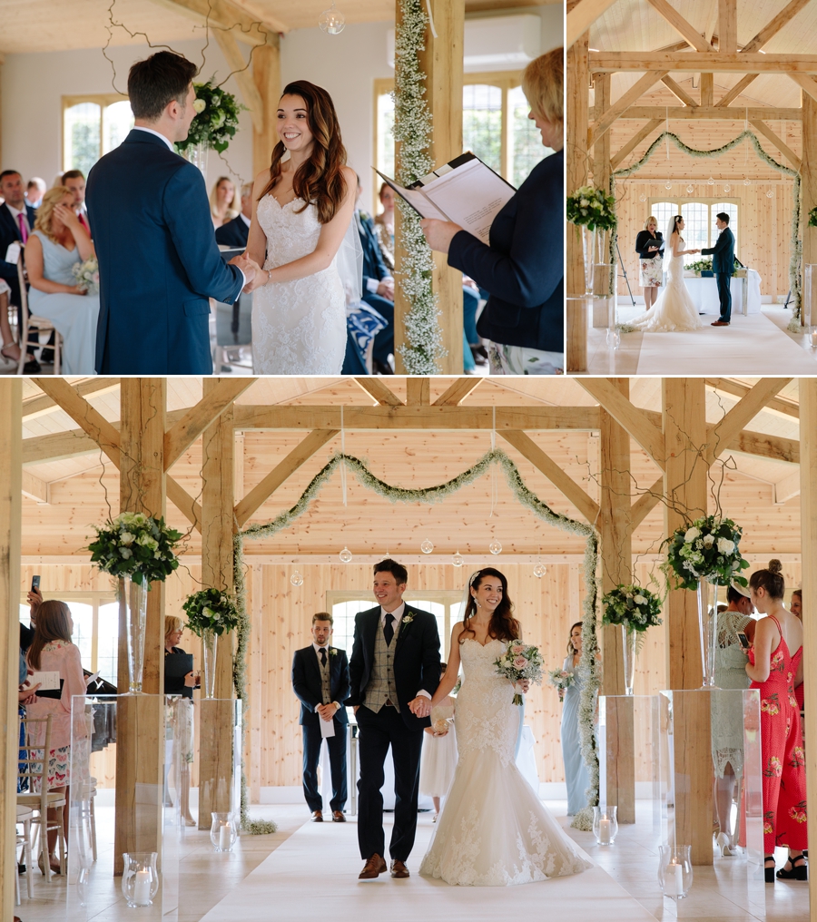 Bride and groom walking down the aisle