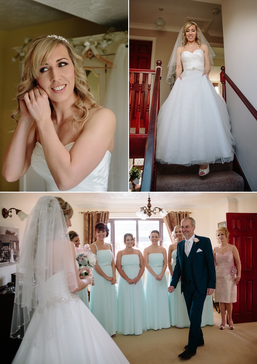 father of the bride seeing his daughter in her wedding dress