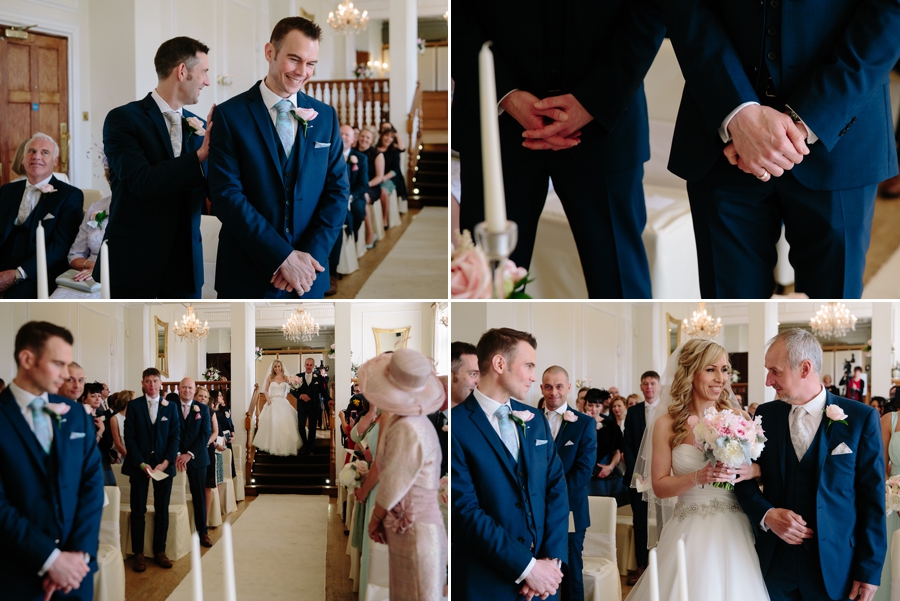 Nervous groom waiting for his bride to walk down the aisle