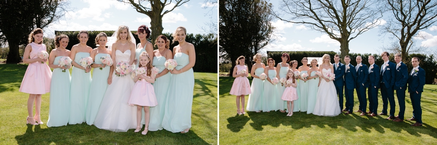 Bridesmaids and Groomsmen together with the Bride and Groom
