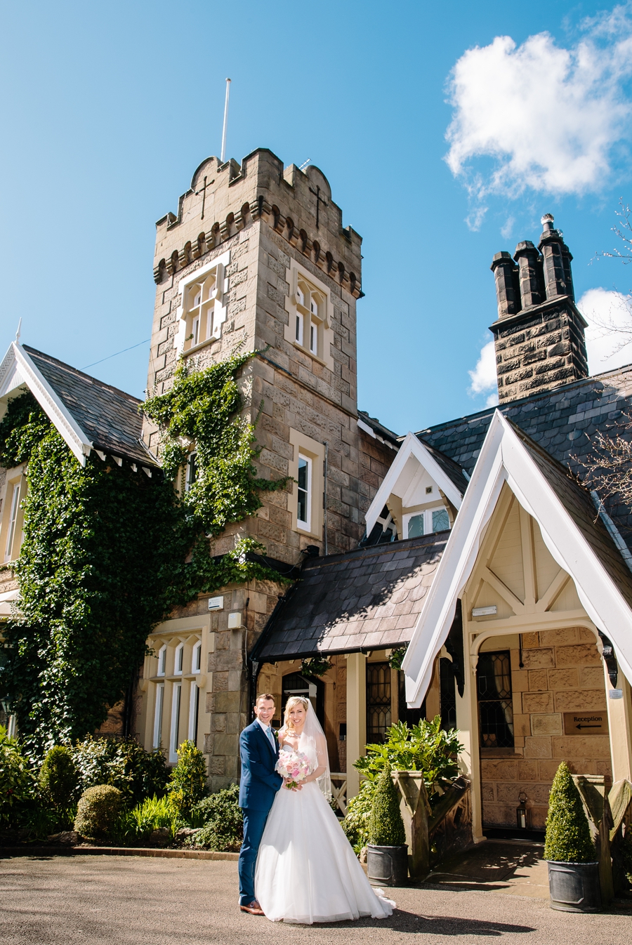 Bride and groom at the West Tower