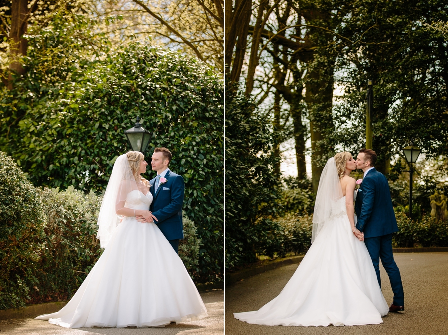 Bride and groom kissing