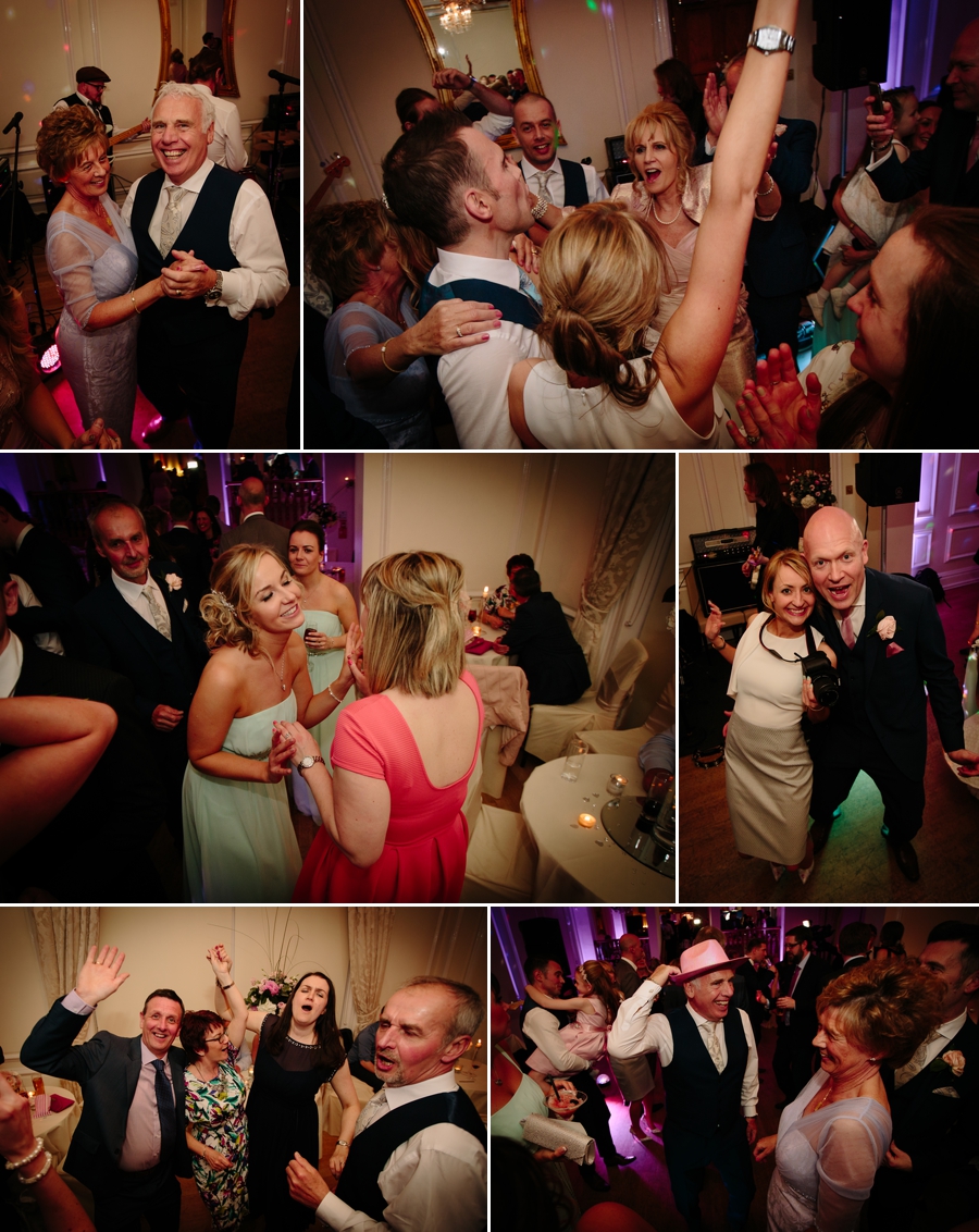 Wedding guests dancing during the party