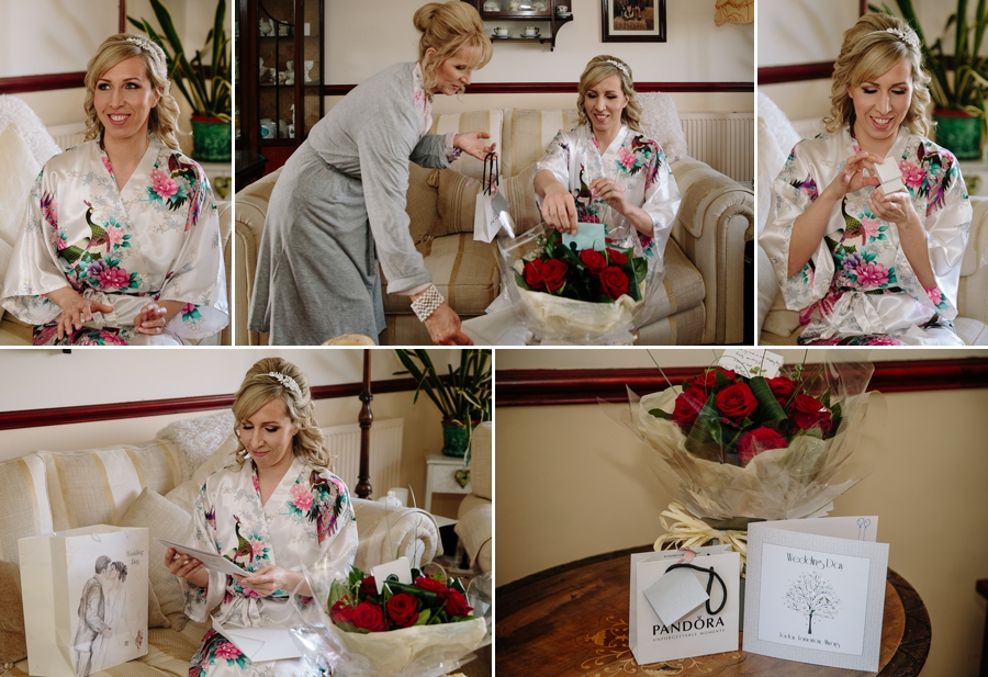 Bride receiving gifts from her mother