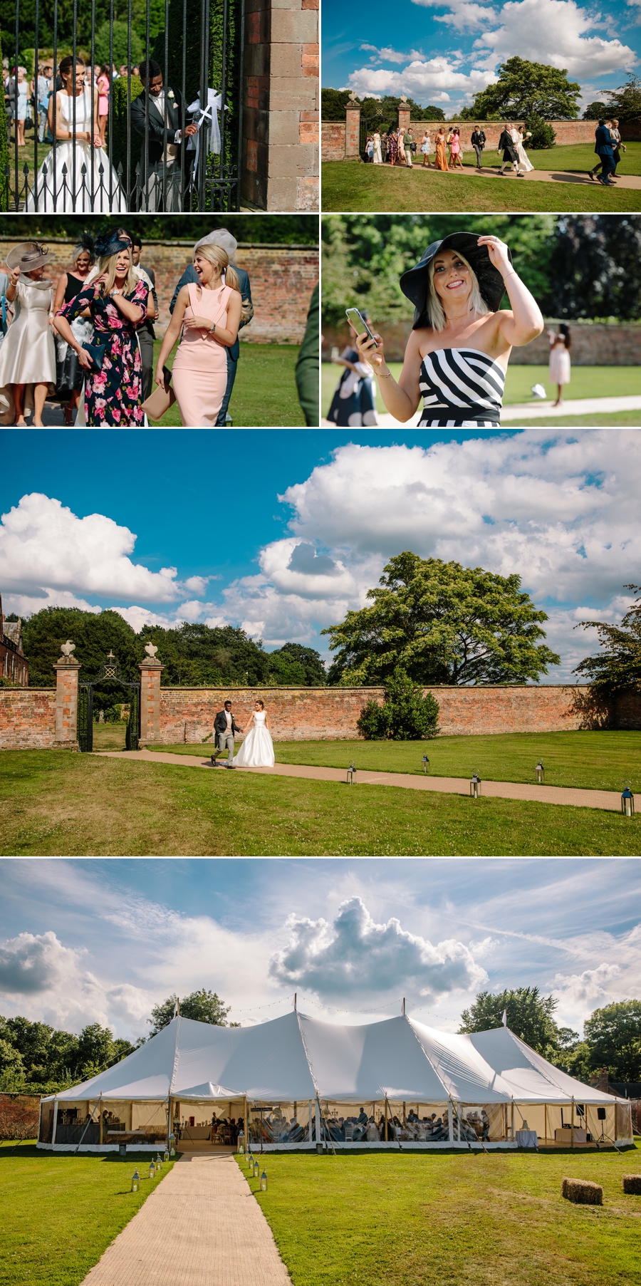 Wedding guests entering the wedding marque