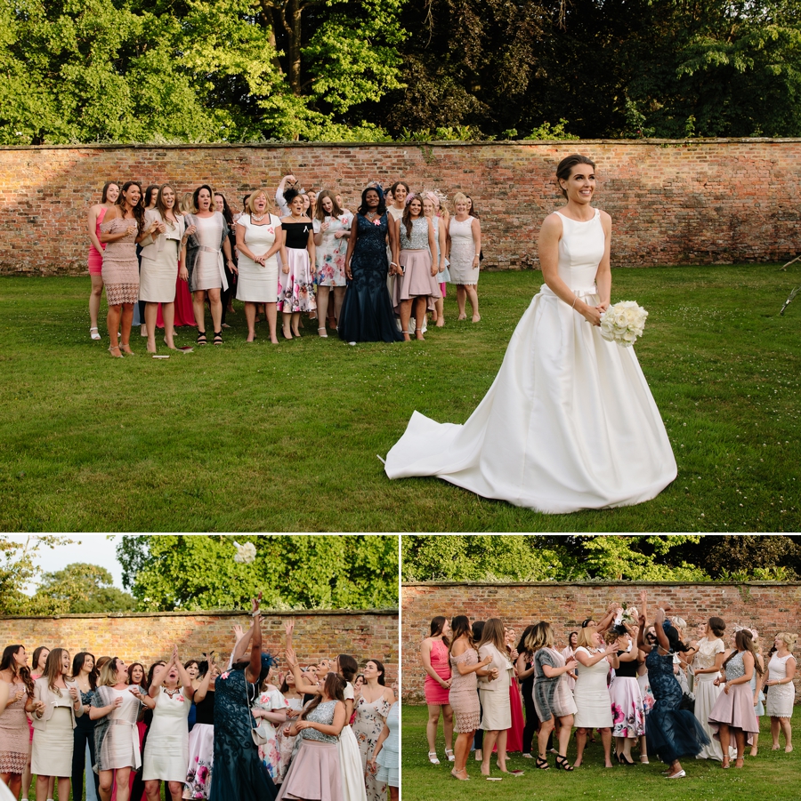 Bride throwing her bouquet