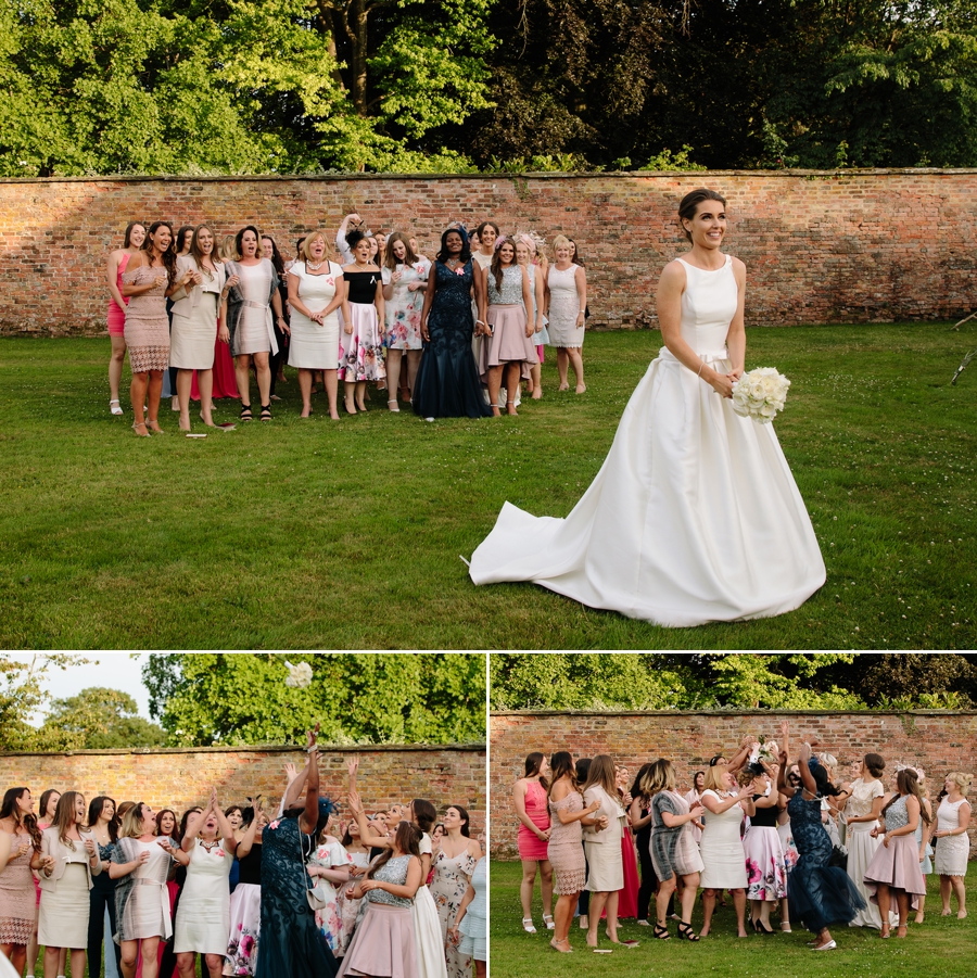 Bride throwing her bouquet