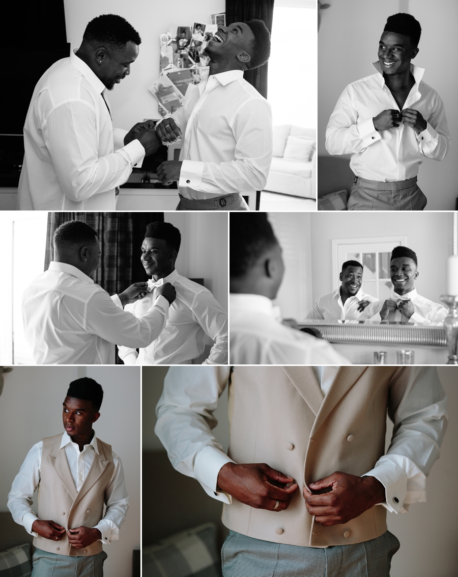 The Groom and groomsmen getting ready