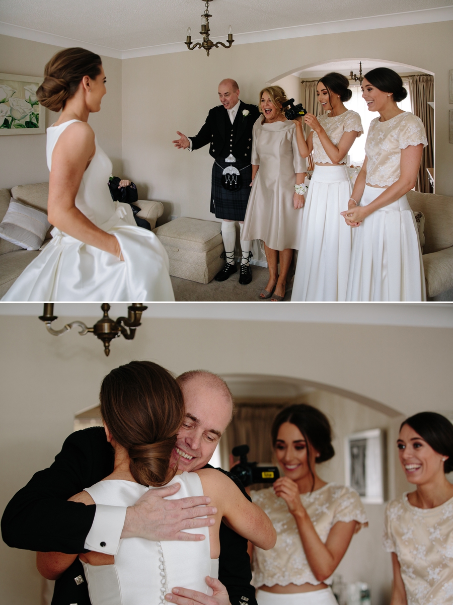 father of the Bride seeing his daughter for the first time in her wedding dress