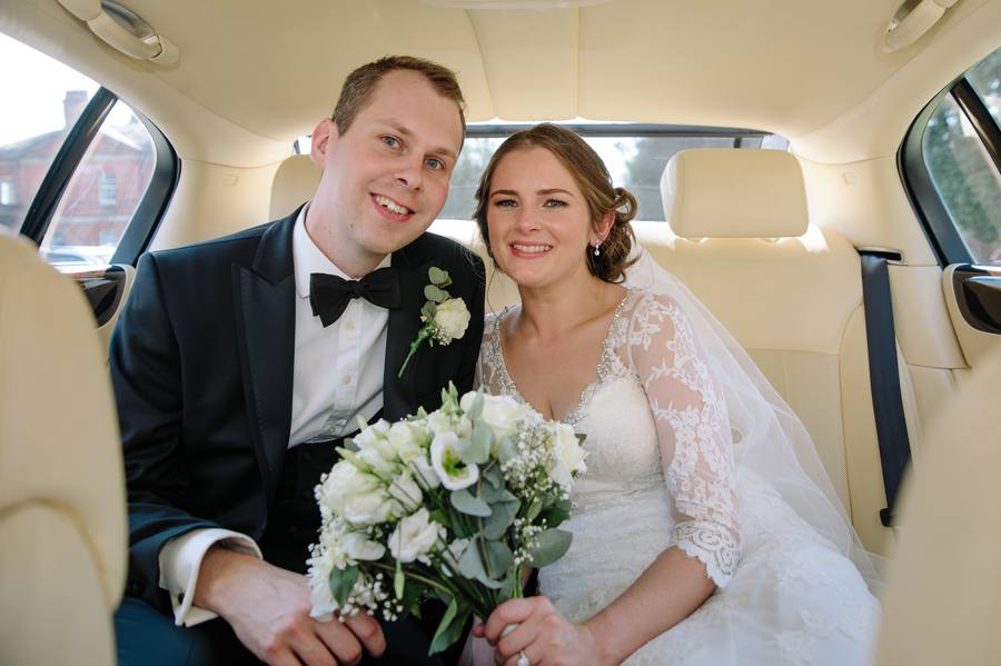 Tabley House Wedding Bride & Groom wedding car