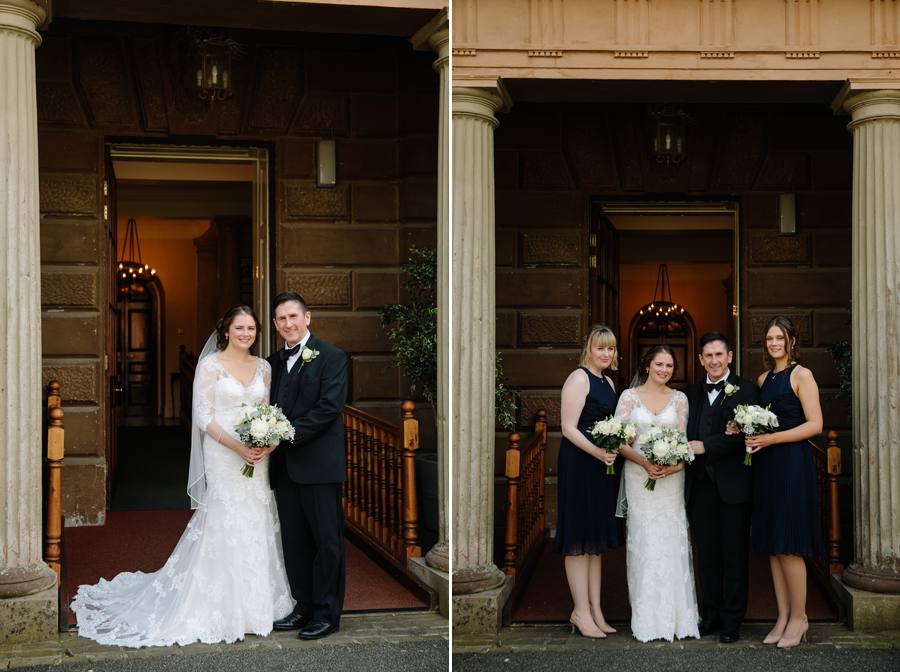 The bride with her father and bridesmaids