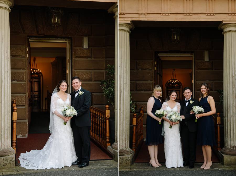 The bride with her father and bridesmaids