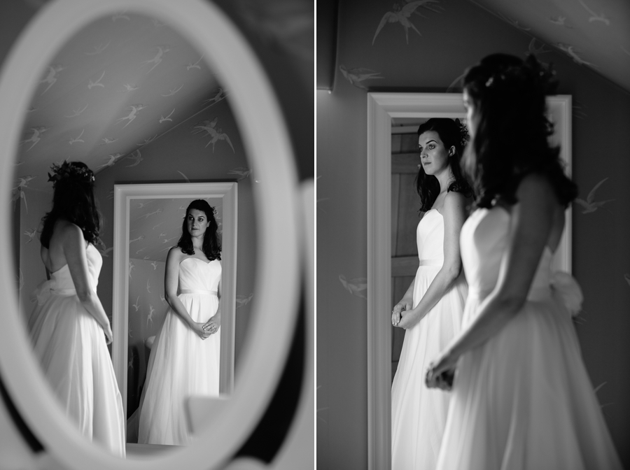 Bride having a quite moment prior to the ceremony 