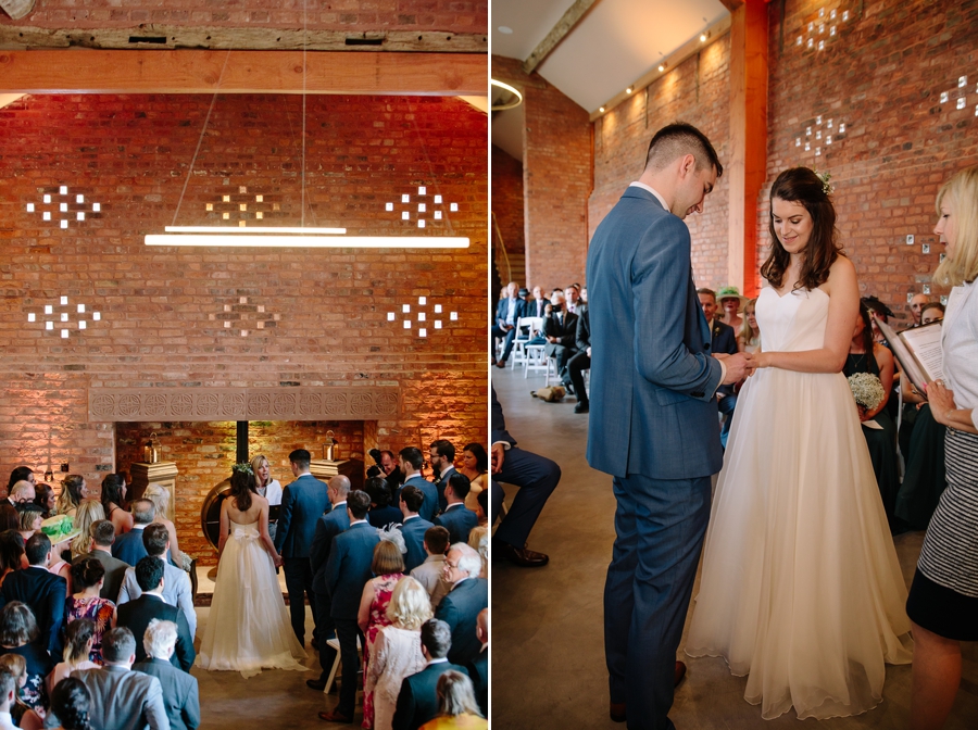 Bride and Groom exchange their wedding vows and rings