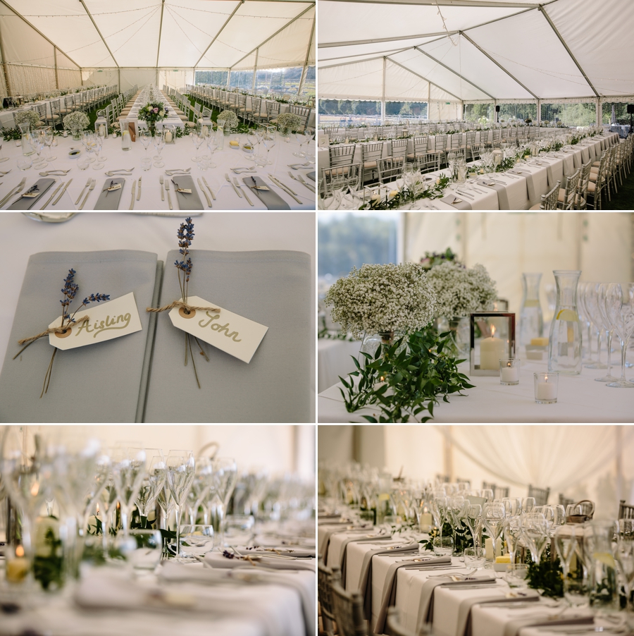 Wedding breakfast at the Holford Estate in the marquee 