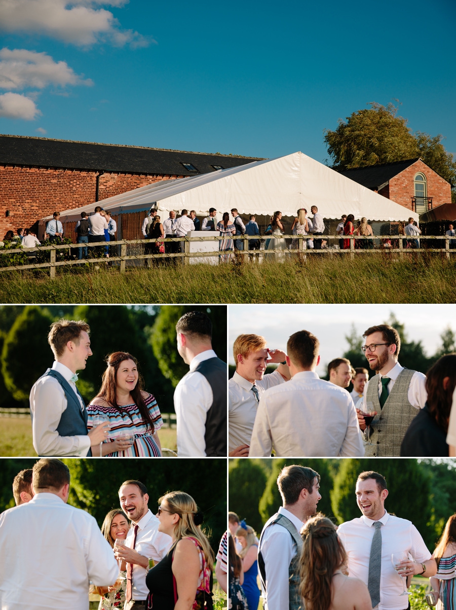 Wedding guests enjoying the evening sunshine