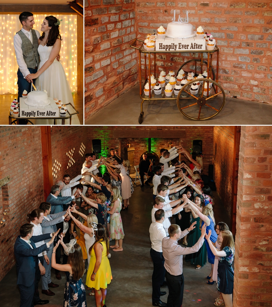 All the wedding guests enjoying dancing a ceilidh