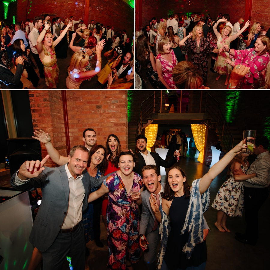 Wedding guests enjoying the party and dancing