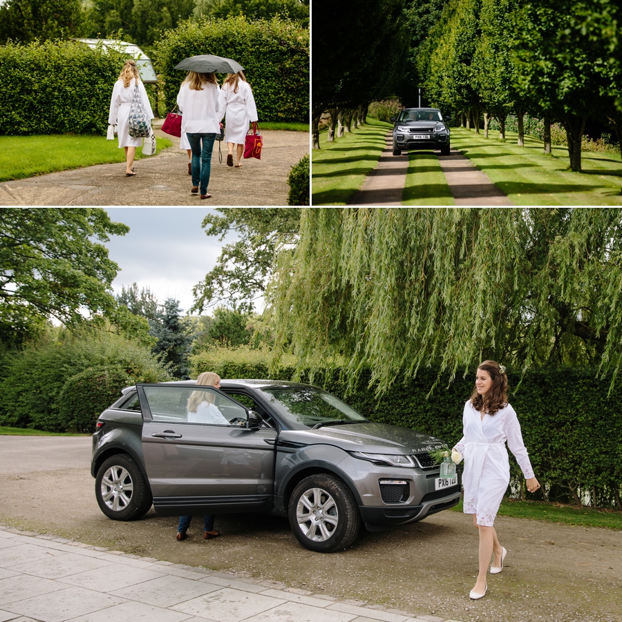 The bride and bridesmaids arriving at Holford Estate