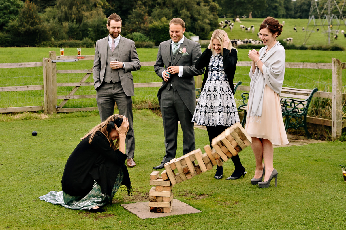 Wedding guests playing party games