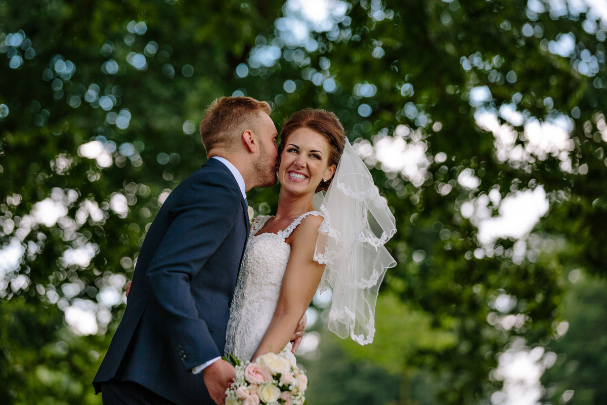 Bride and groom having natural moment together