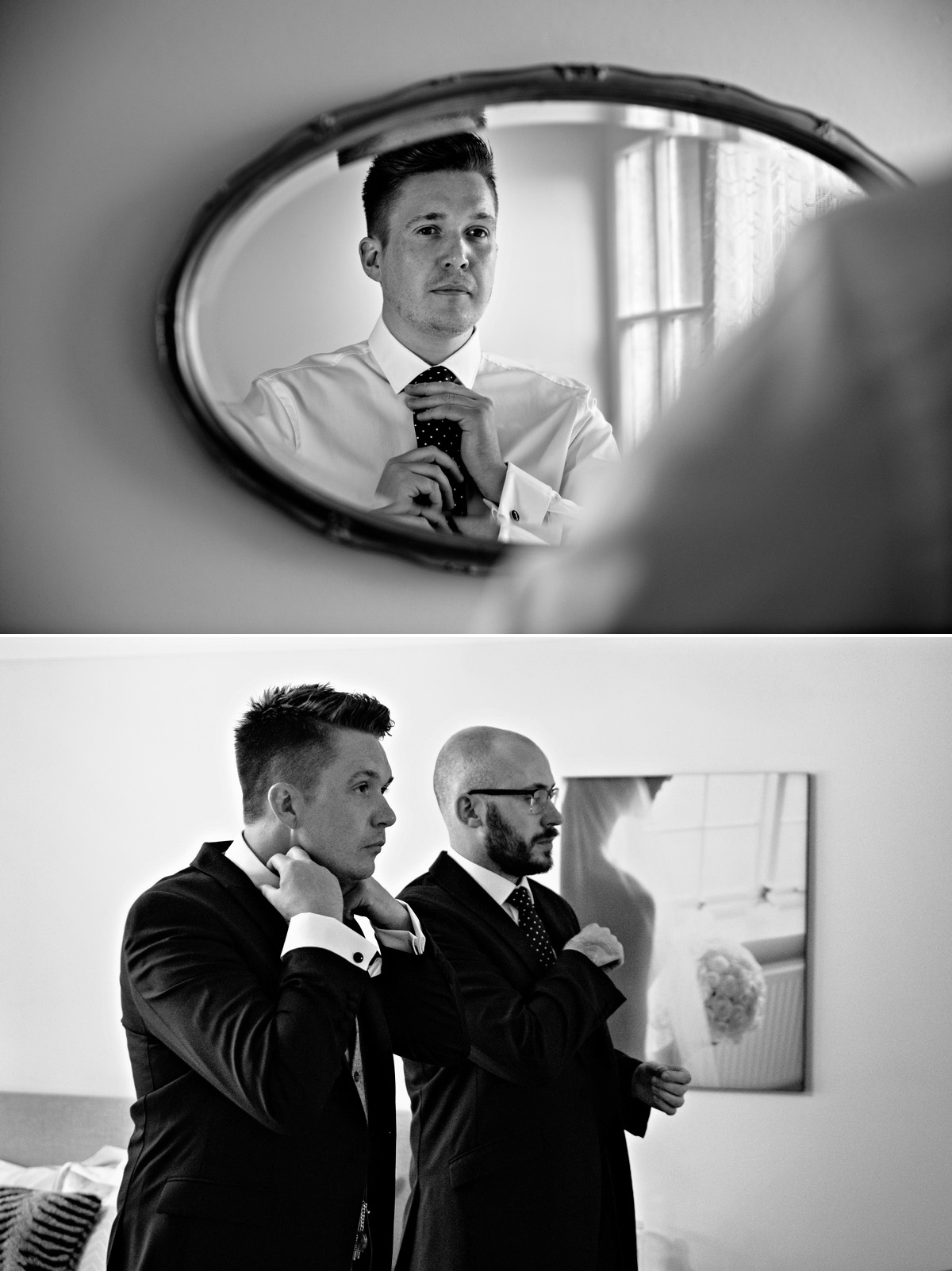 Groom and his best man getting ready