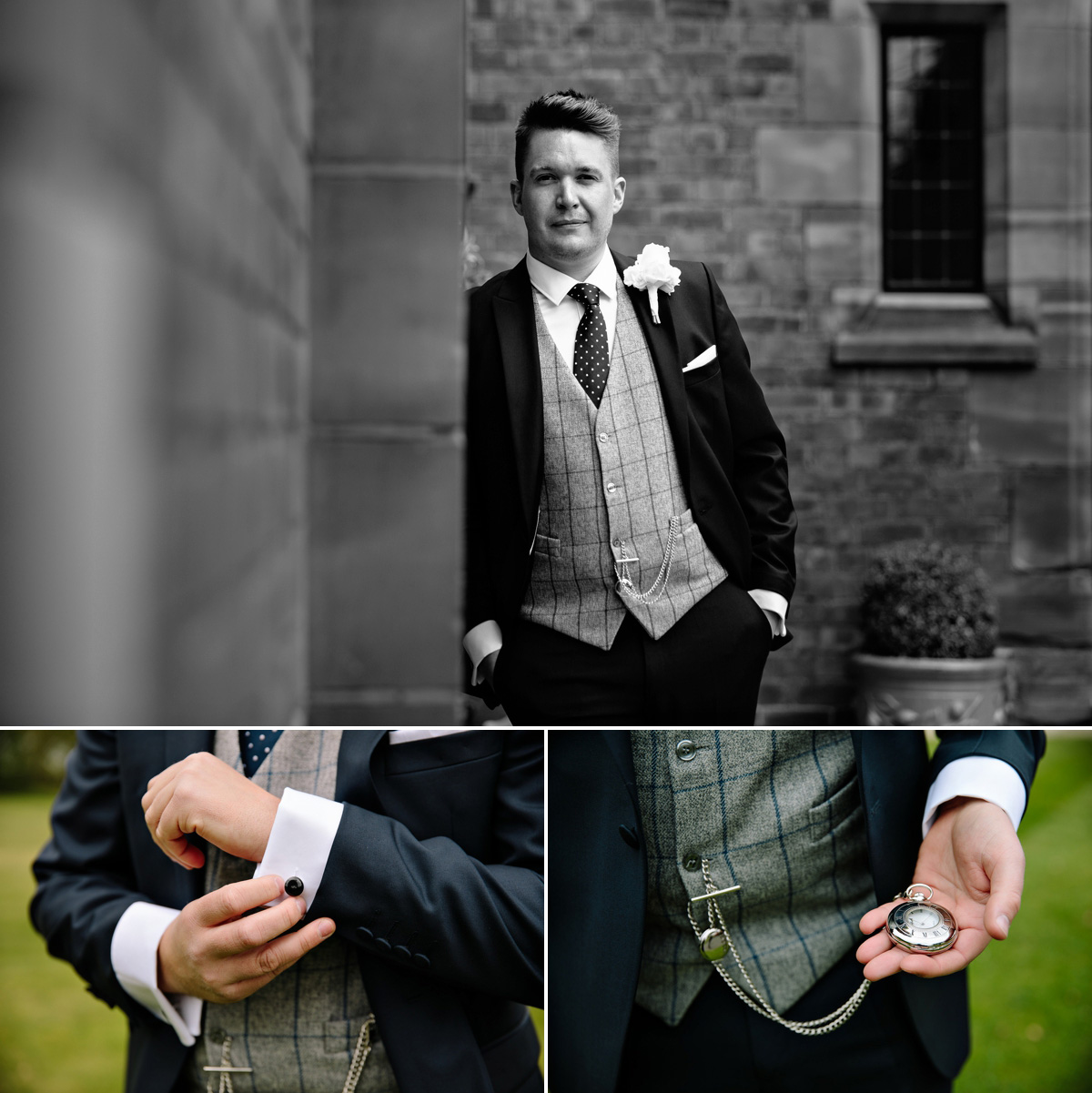 Cool groom and grooms cufflinks and pocket watch