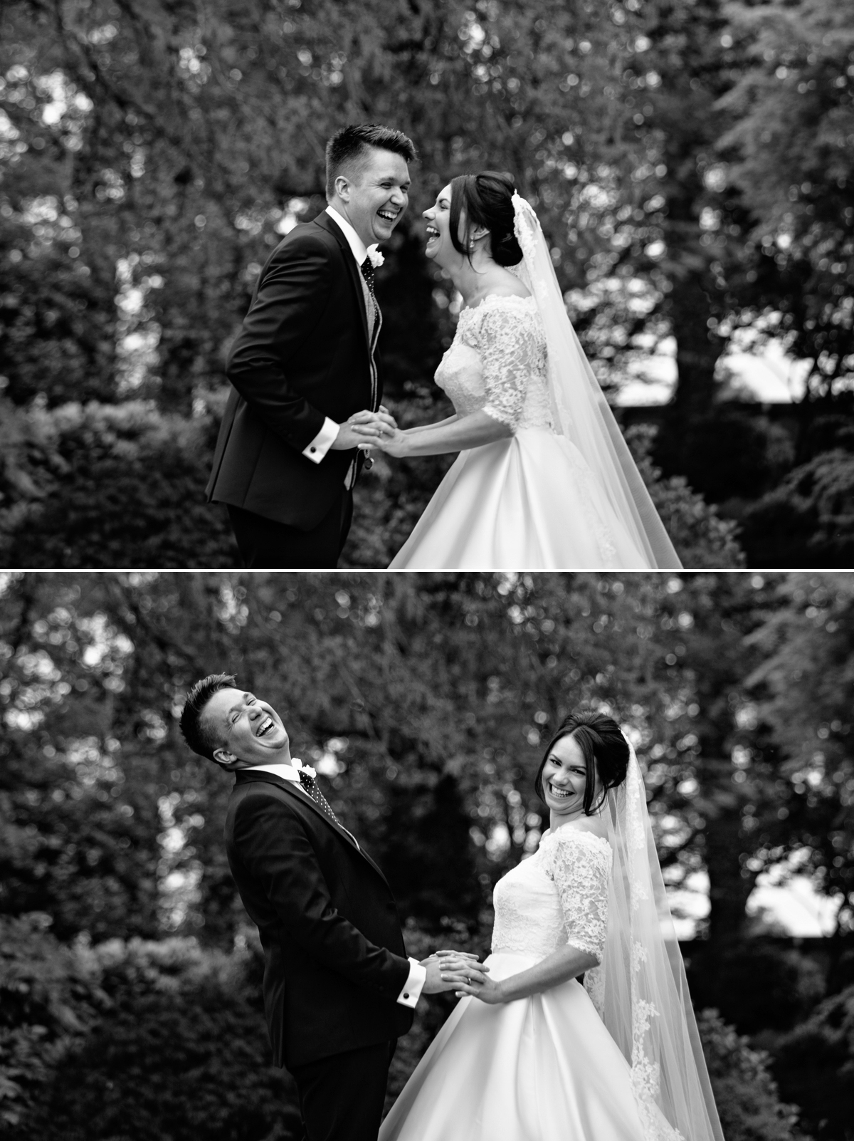 Bride and Groom burst into laughter 