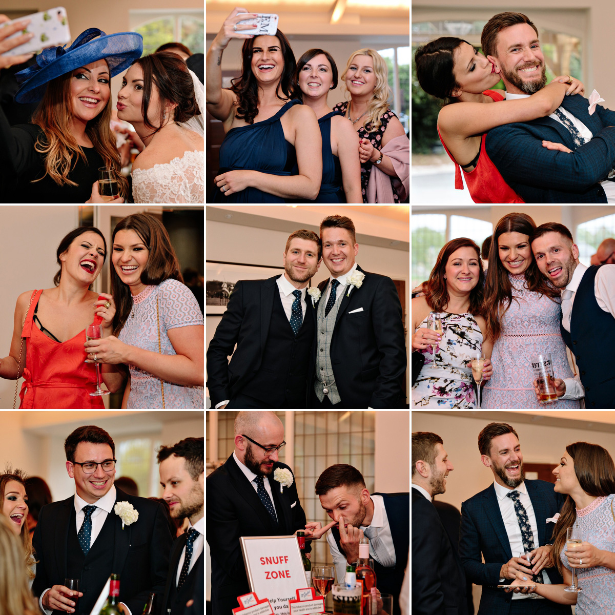 Wedding guests having fun, taking selfies