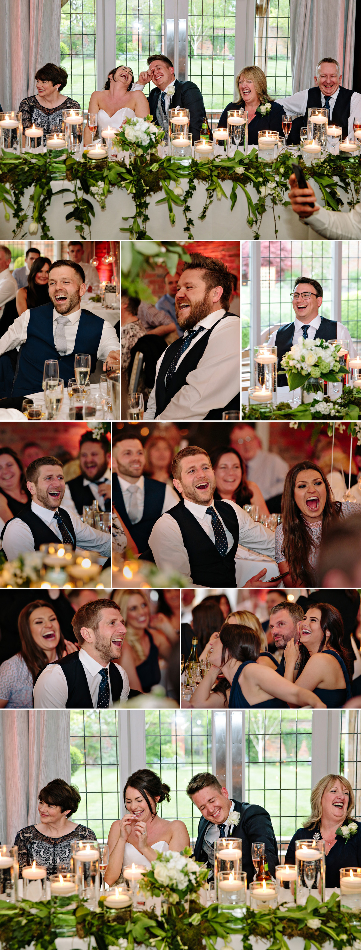 The Best Man's speech has the Bride and Groom and wedding guests laughing loudly