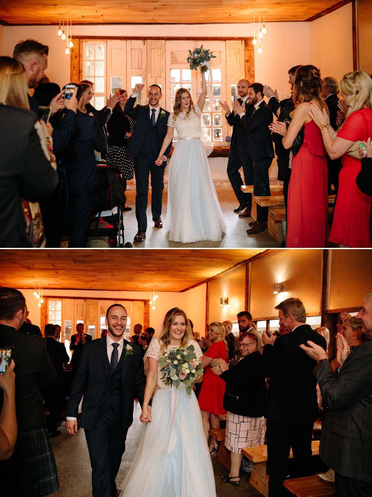 Bride and Groom walking down the aisle