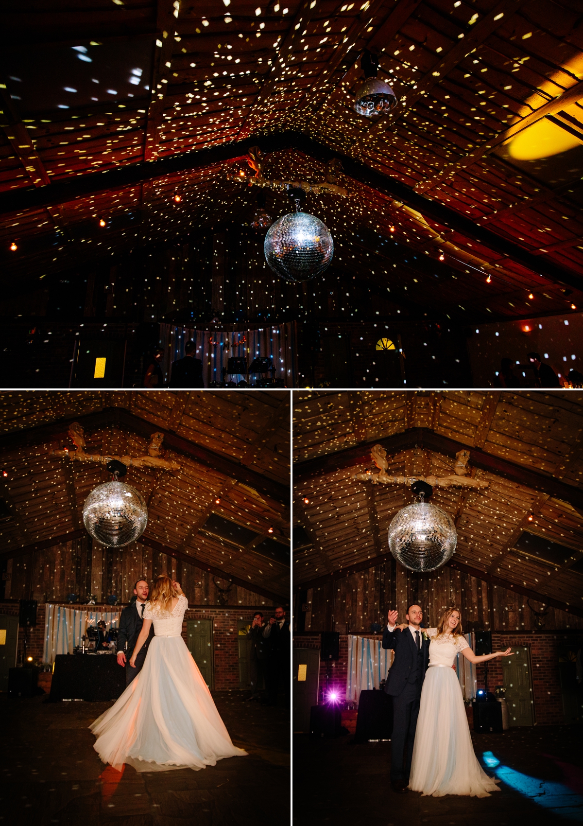 Bride and Groom first dance under a Glitter Ball