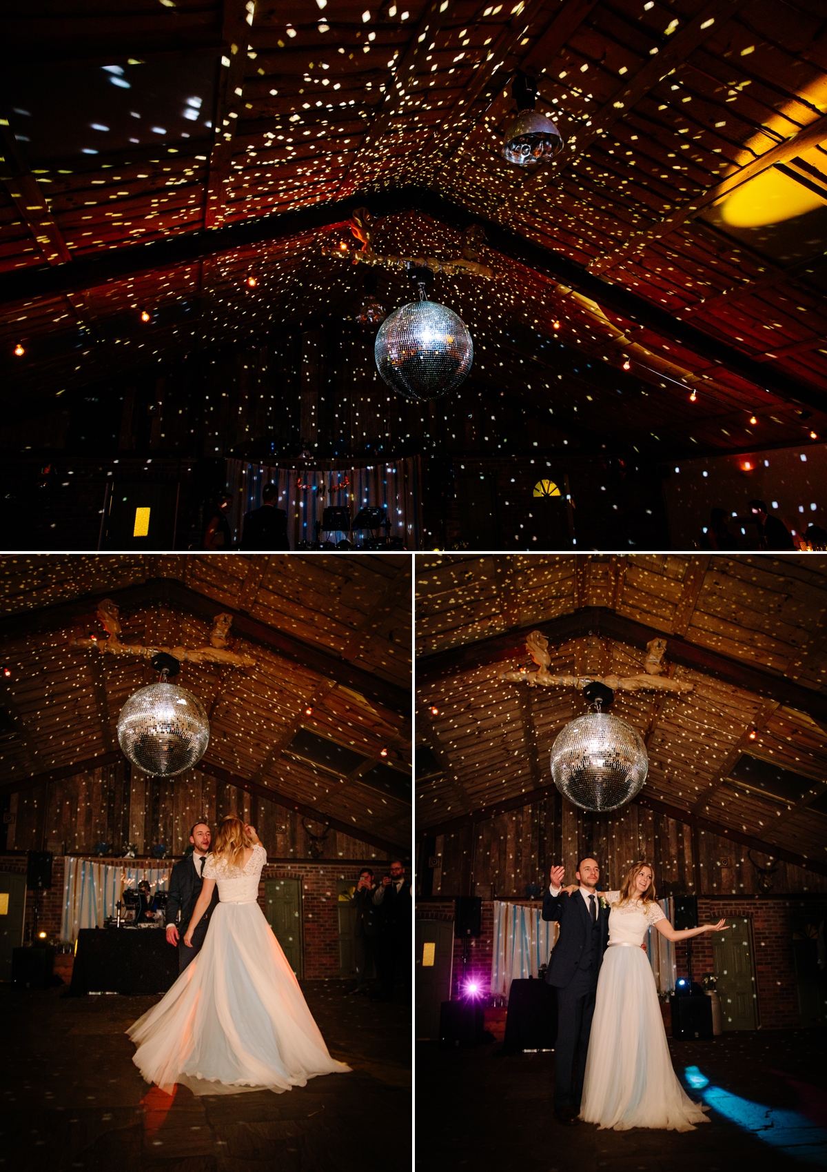 Bride and Groom first dance under a Glitter Ball