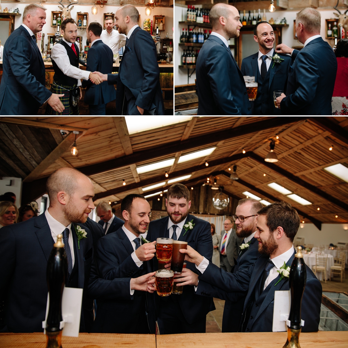 Groom and groomsmen enjoying a pre-ceremony drink