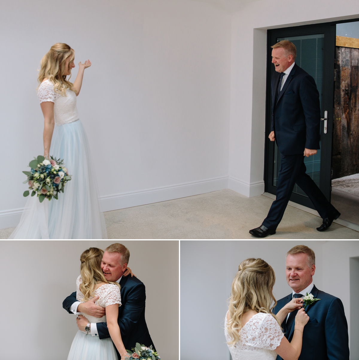 The first look when dad sees his daughter in her wedding dress