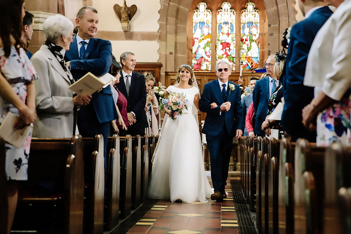 Father and Bride walking down aisle Cheshire