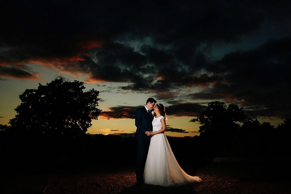 Bride and Groom sunset Willington Hall